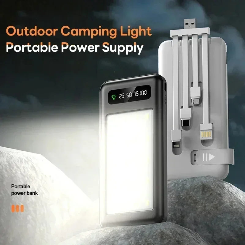 Портативный блок питания большой емкости 20000 мАч лампа для кемпинга двусторонняя