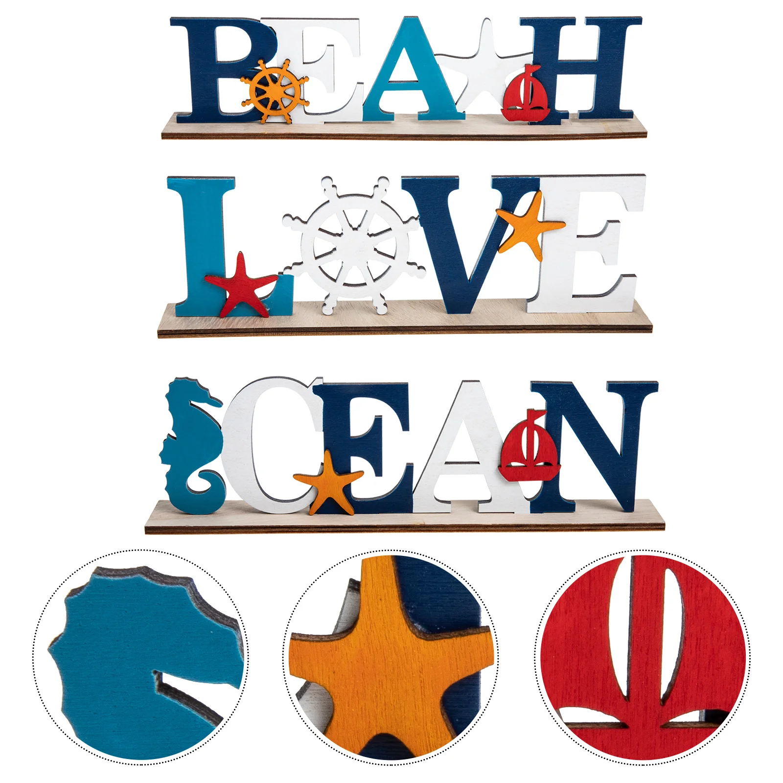 

Beach Sign Table Wooden Signs Nautical Ocean Decor Rustic Coastal Welcome Decoration Word Block Letter Words Farmhouse Mini