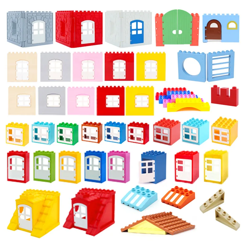 

Big Building Blocks Wall Roof Window Accessories Compatible Blocks Big Size House Assemble Large Particles Brick Kids DIY Toys