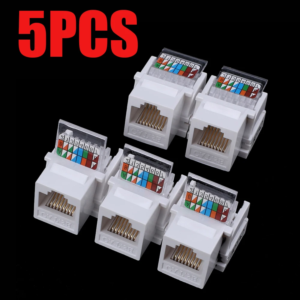 

5pcs Tool-free CAT5E UTP network module RJ45 connector Information socket Computer Outlet cable adapter Keystone Jack FOR AMP