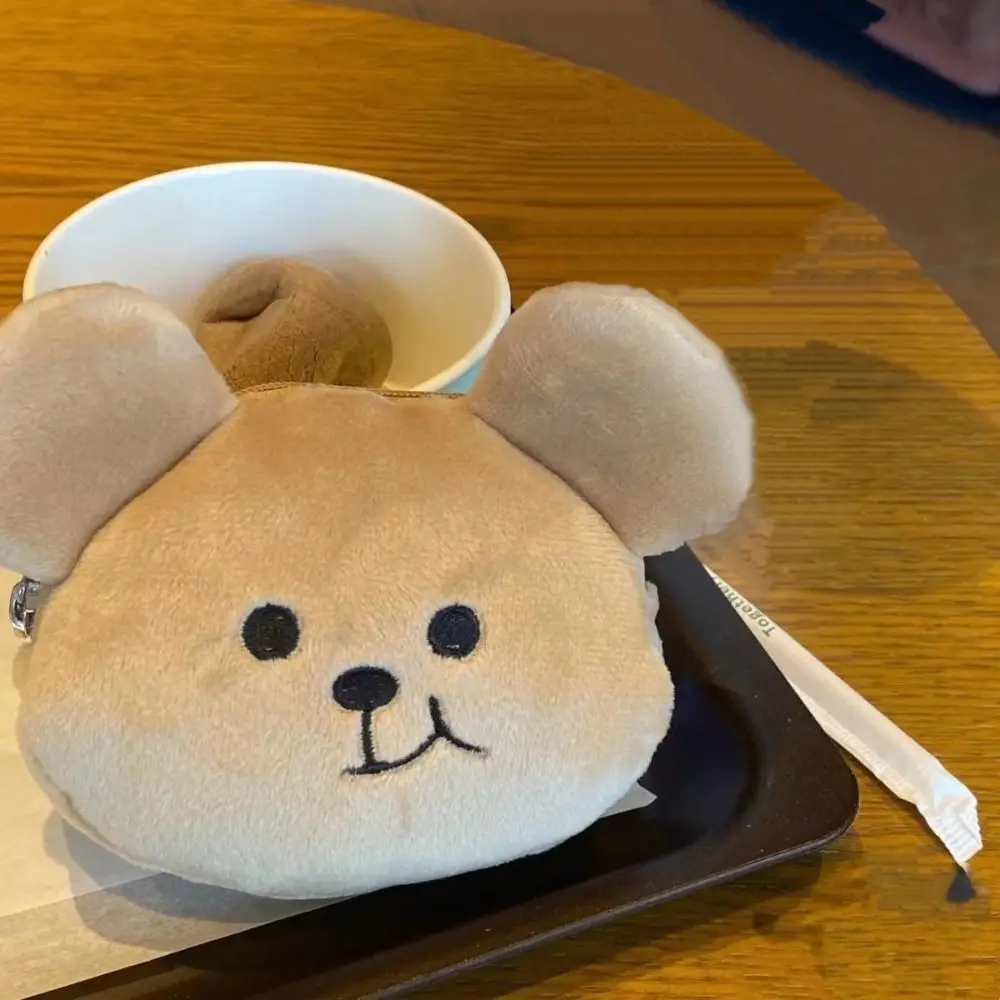 

Zipper Plush Bear Coin Purse Sweet Cartoon Three-dimensional Storage Bag Korean Style Travel