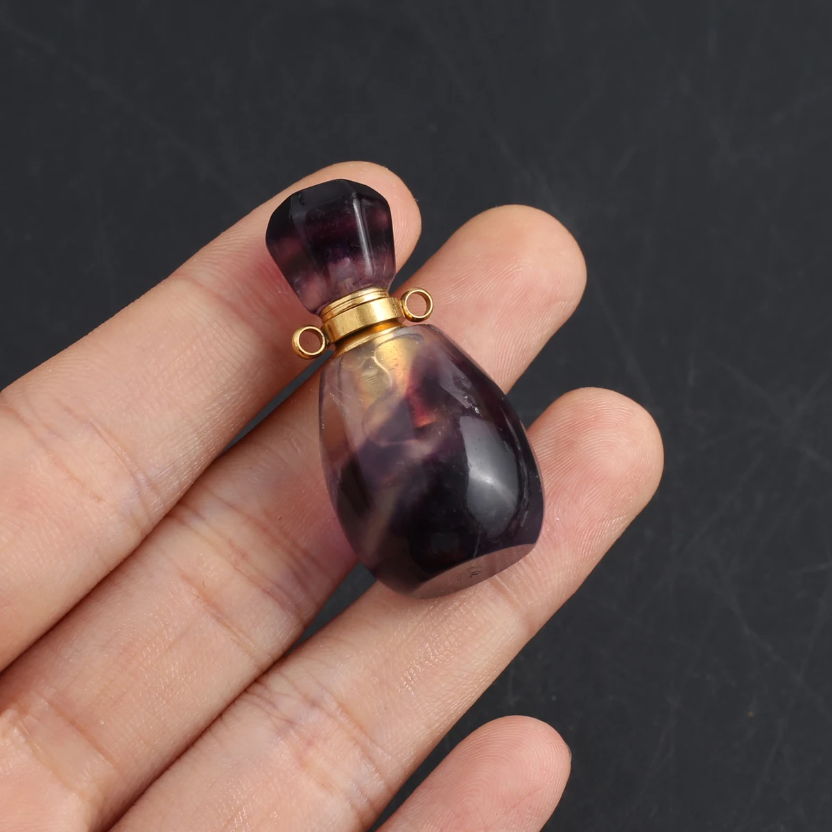 

Essential Oil Bottle Natural Stone Amethyst Vase Perfumer Bottle Pendant For Jewelry Making DIY Necklace Accessory