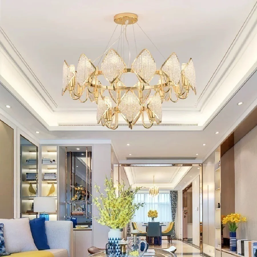 

Crystal Ceiling Chandelier Modern Designer Pendant Light for Living Room Decoration Home Interior Lustre Luxury Led Hanging Lamp