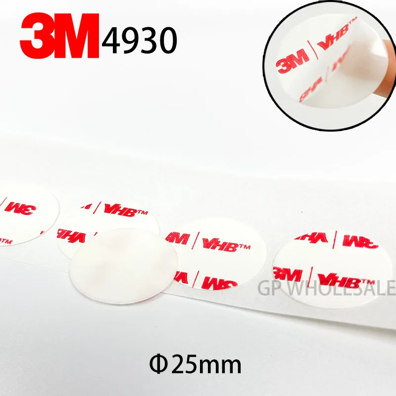 

10pcs Shape 25mm circle thick 0.64mm 3M VHB 4930 Die Cutting High Performance Double Sided Acrylic Foam Adhesive Tape