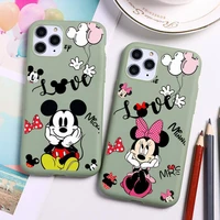 disney mickey minnie stitch donald duck phone case for iphone 13 12 11 pro max mini xs 8 7 6 6s plus x 2020 xr candy green cover