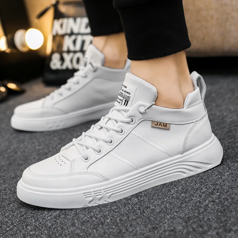 

Мужские кожаные туфли, дышащие, на мягкой подошве, износостойкие, Повседневная Уличная обувь, белые, весна