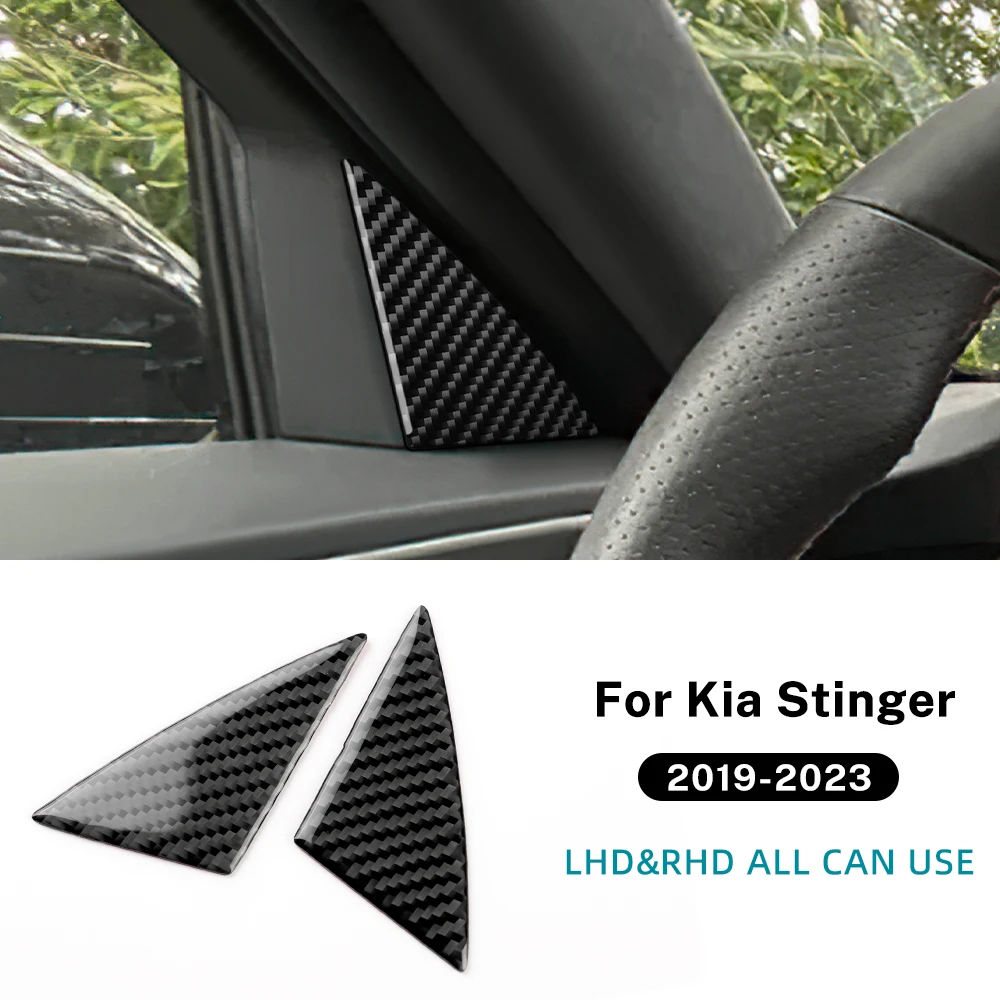 

Настоящая мягкая наклейка из углеродного волокна для Kia Stinger 2019 2020 2021 2022 LHD RHD треугольник двери автомобиля интерьерная отделка Аксессуары