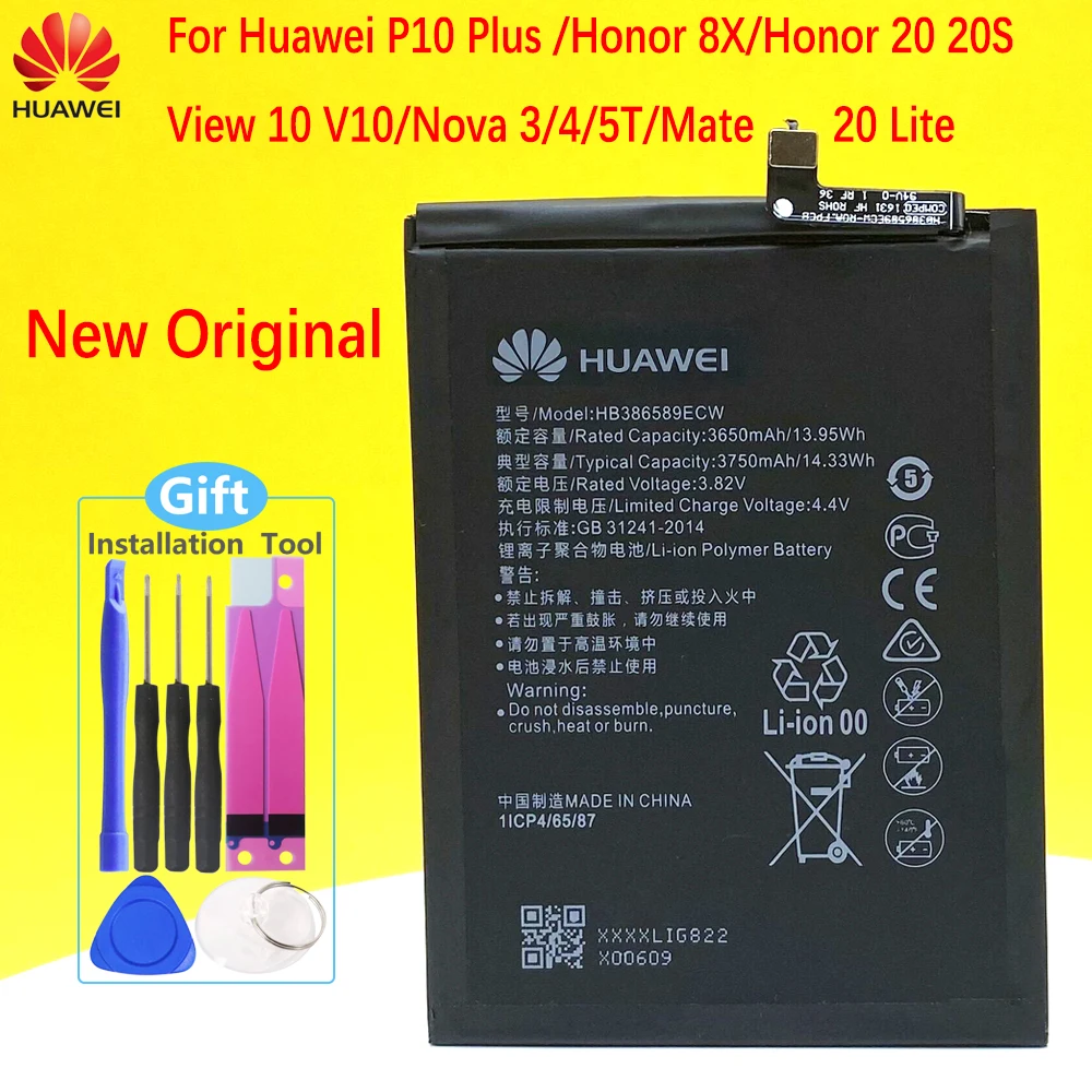 

New Original HB386589ECW Battery For Huawei V10/P10 Plus/Honor Play/Honor 20S/ 8X /Nova 3 4 5T /Mate20/Mate 20 Lite