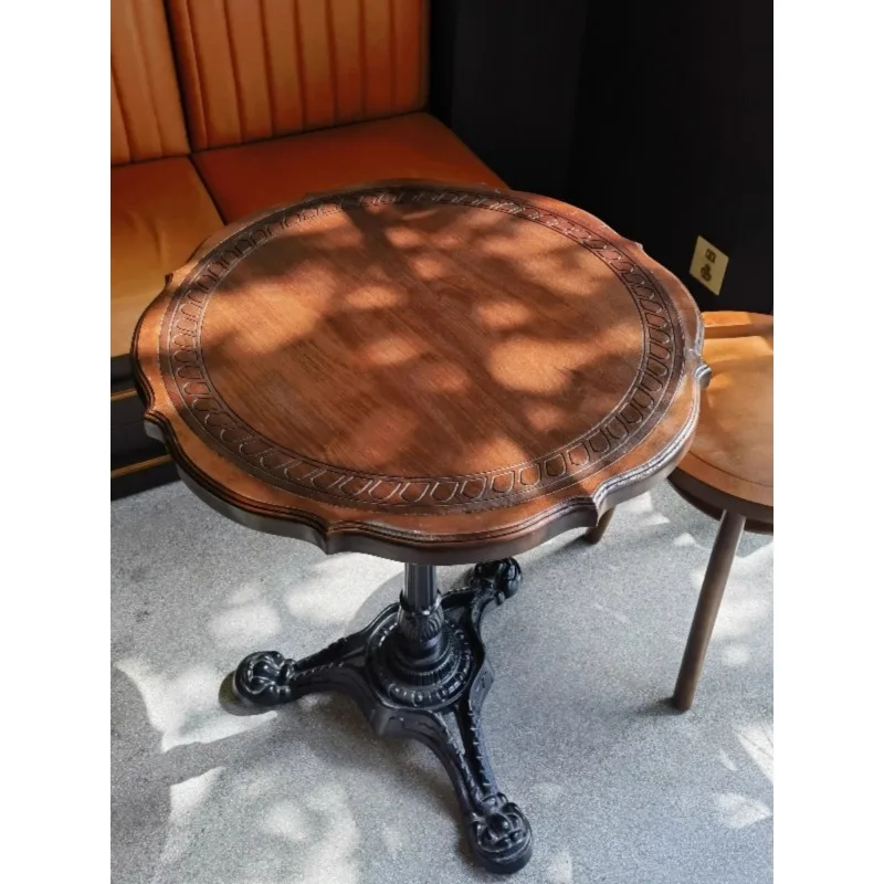 Однотонный классический кофейный столик в стиле ретро американский круглый