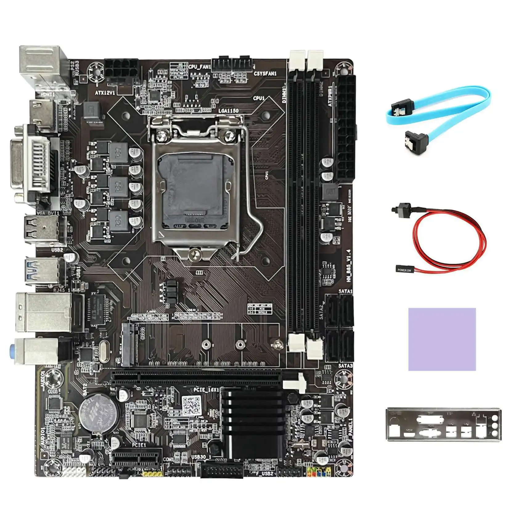 

B85 Desktop Motherboard+SATA Cable+Switch Cable+Baffle+Thermal Pad LGA1150 DDR3 M.2 NVME VGA HD for 4Th 1150 CPU