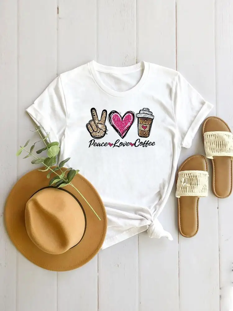 

Женская футболка в стиле 90-х с принтом Love Coffee, летняя футболка с коротким рукавом и графическим принтом, модная одежда