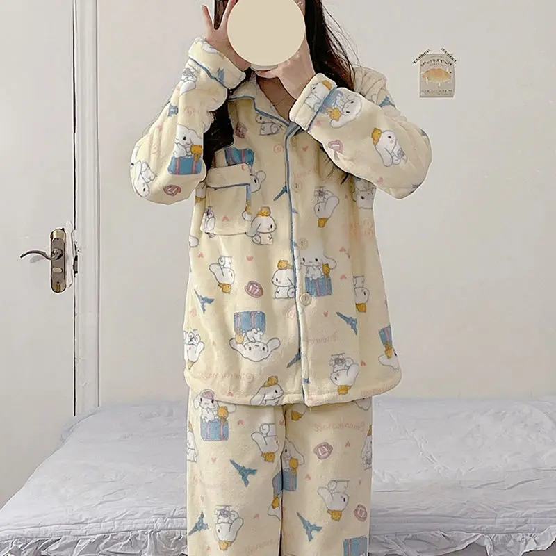 Пижамный комплект Sanrio Cinnamoroll Женский милая одежда для сна с мультяшным принтом
