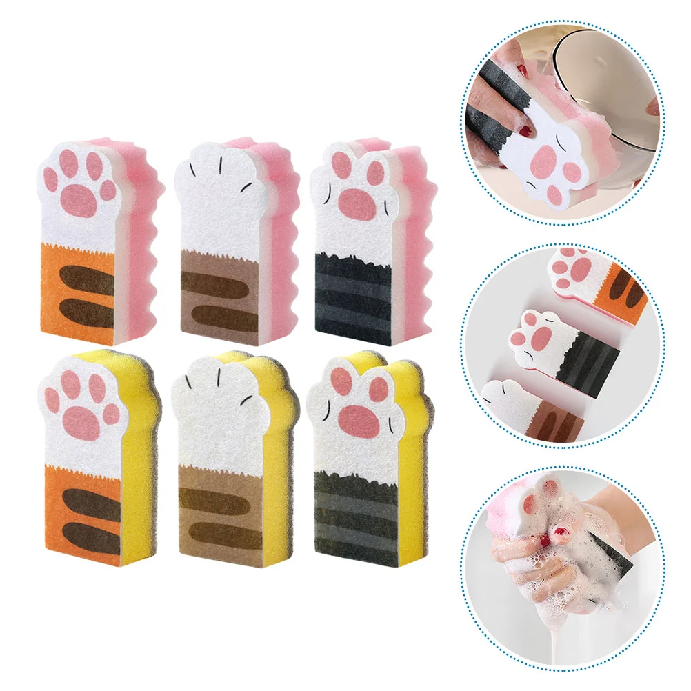 

6 Pcs Sponge Scrub Sponges Cleaning Tableware Kitchen Pads Claw Dish Scrubber