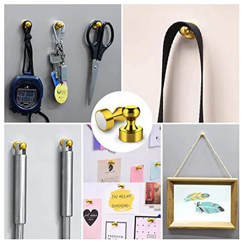 24 упаковки магнитов для белой доски и магнитных булавок кухни школы (золото)