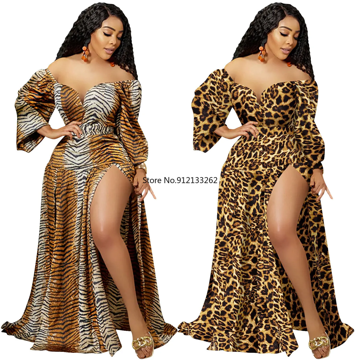 

Летние африканские платья для женщин, африканские женские платья с длинным рукавом и V-образным вырезом, длинное платье из полиэстера, плать...