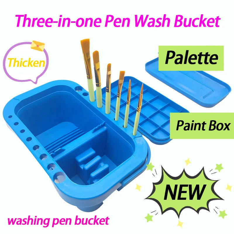 

Multifunctional Three In One Washing Pen Barrel Bucket Art Watercolor Oil Brush Color Box Acrylic Paint Cleaning Set