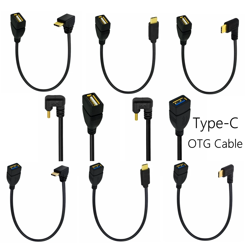 Фото U-образный 90-градусный USB 3.0 A «мама» на тип C «папа» OTG адаптер для Xiaomi POCO F3 Redmi Oneplus Realme кабель для передачи данных флэш-накопитель №1