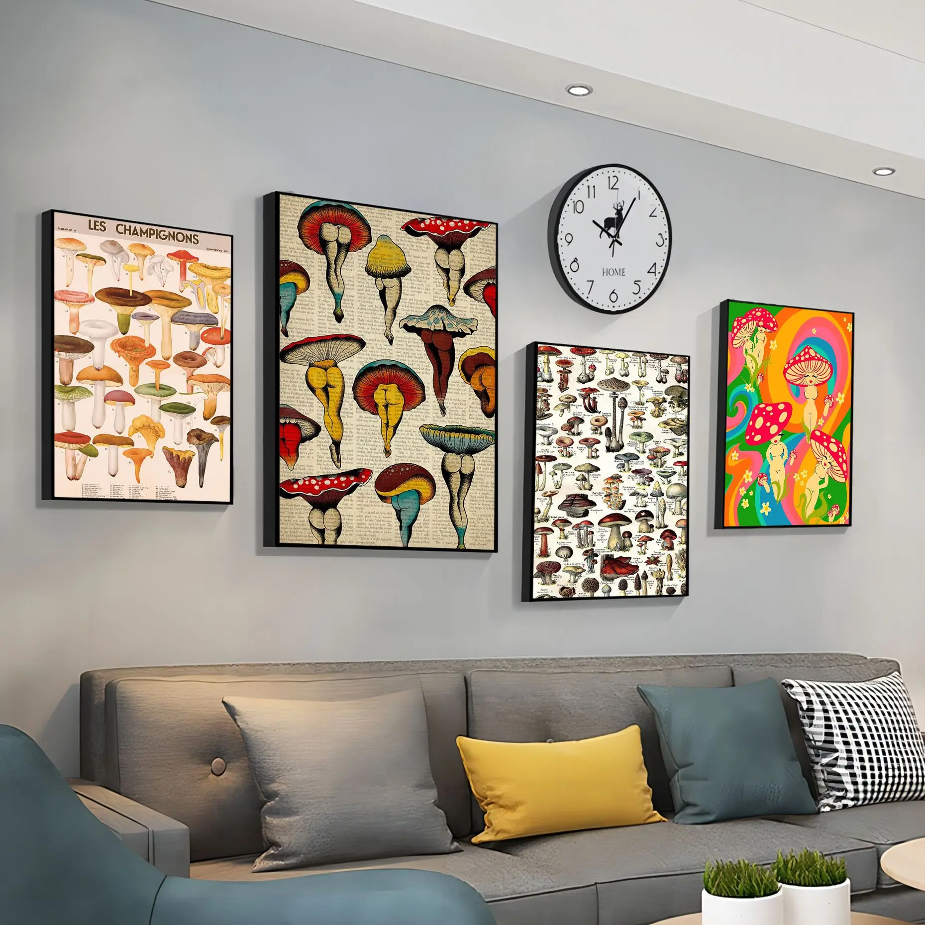 

Mushroom Aesthetic Whitepaper Poster Retro Kraft Paper Sticker DIY Room Bar Cafe Aesthetic Art Wall Painting