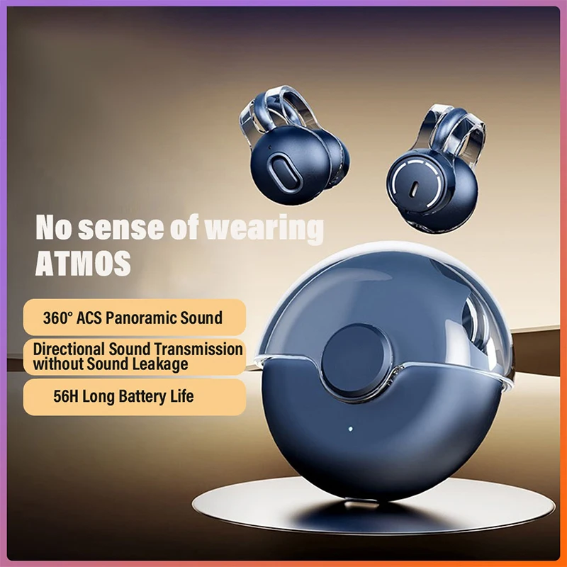 

TWS Ear-clip Bluetooth Earphones True Wireless Bone Conduction Headphones Noise Reduction For Sports Gaming Headset With Mic