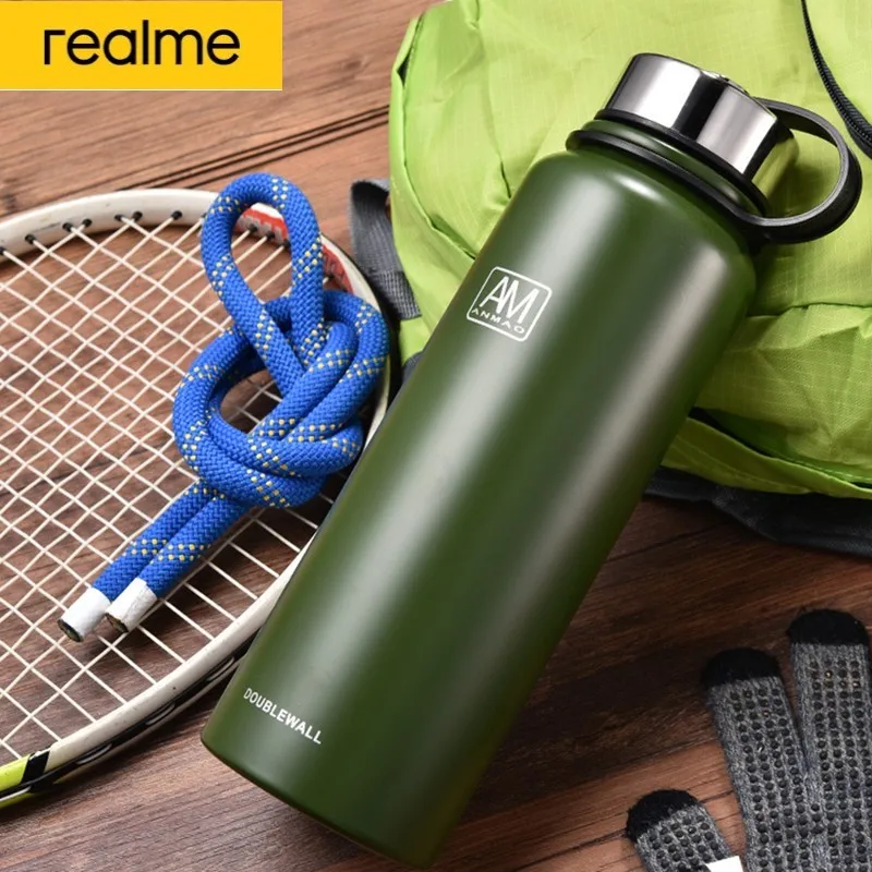 

Realme Sports Bottle 600/800/1100 / 1500ML Large Capacity Outdoor Travel Vacuum Insulation Pot Stainless Steel Portable Thermos