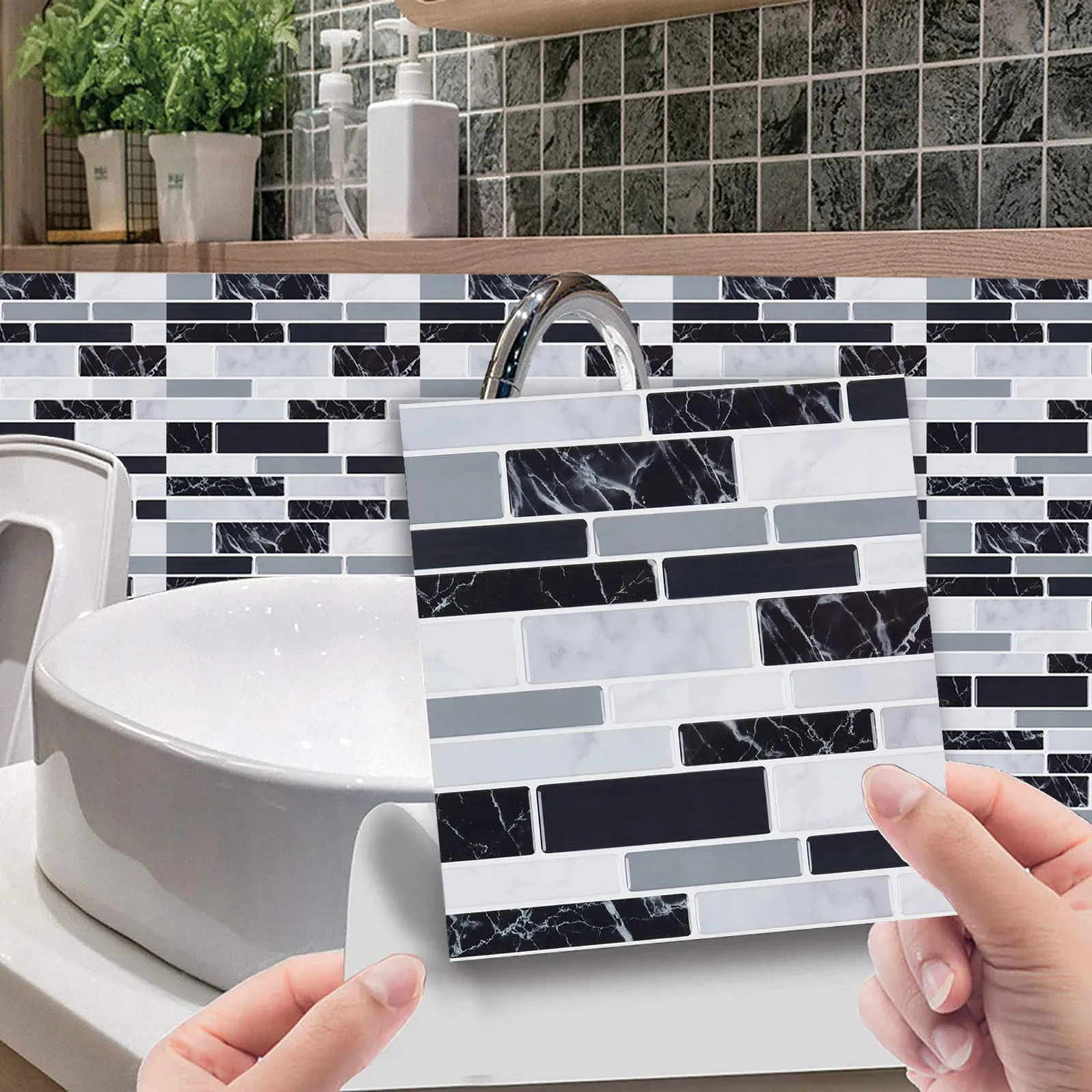 10 шт. плоская мраморная мозаика тисненая плитка наклейка для кухни ванной
