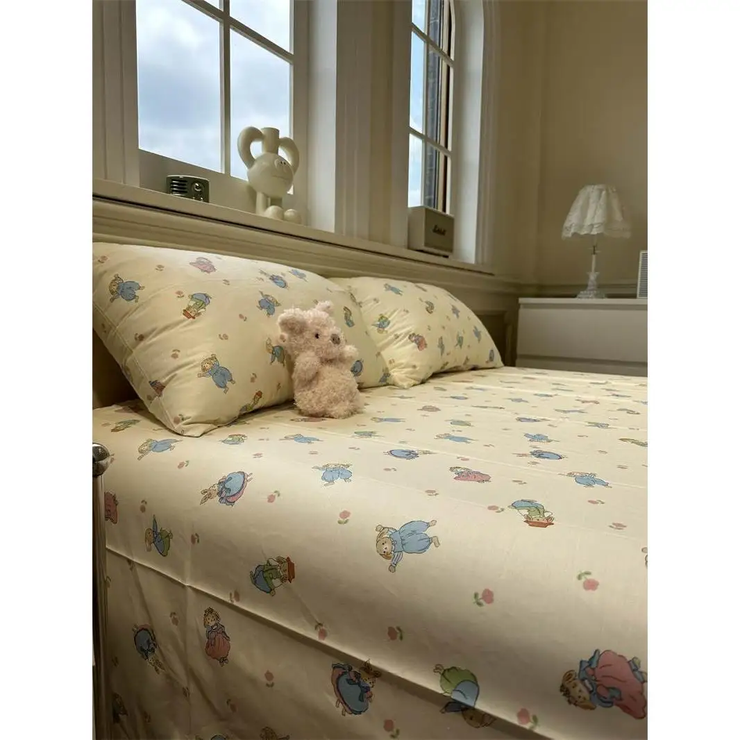 Princess Bunny Pure Cotton Fitted Bed Sheet One-Piece Protective Cover Dormitory Bedspread Girl Student...