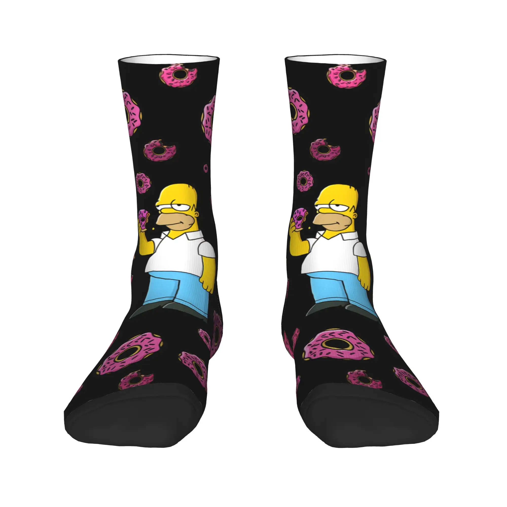 Фото Носки S-Simpsons Homer Donut Pink Sprinkles Design Harajuku, зимние нескользящие носки, унисекс, мужские, для занятий спортом на открытом воздухе №2