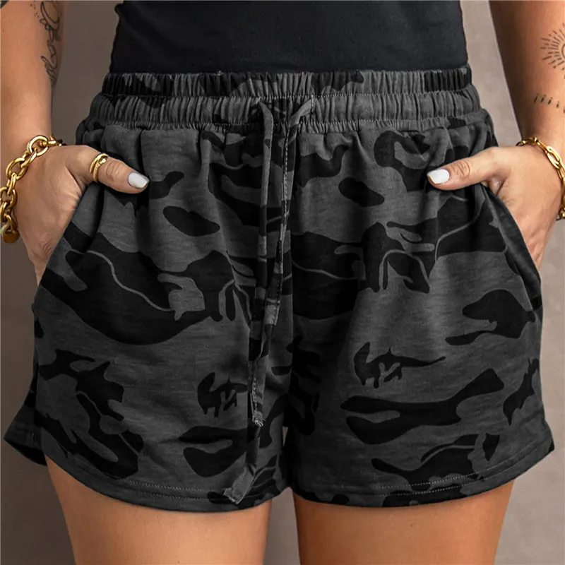 

Шорты женские повседневные с завышенной талией, модные уличные свободные с широкими штанинами и резиновой лентой, лето 2023