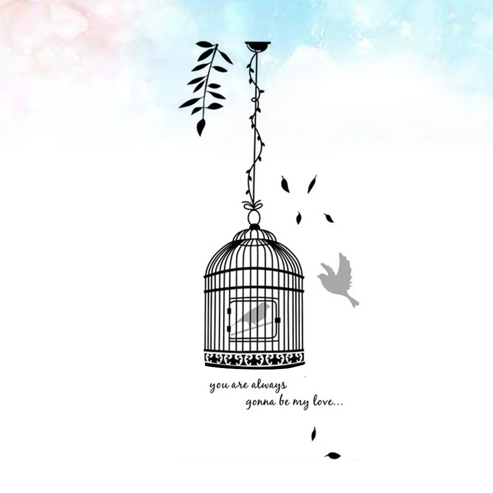 

Bird Cage Wall Sticker Vinyl Removable Art Wall Decals for Living Room TV Sofa Background Decoration
