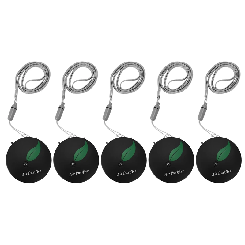 

5X Personal Wearable Air Purifier Necklace Mini Portable Air Freshner Ionizer Negative Ion Generator Black
