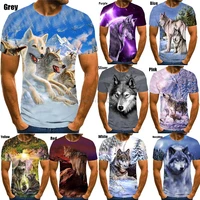 2022 summer new fashion popular tops 3d printed animal family wolf pattern t shirt