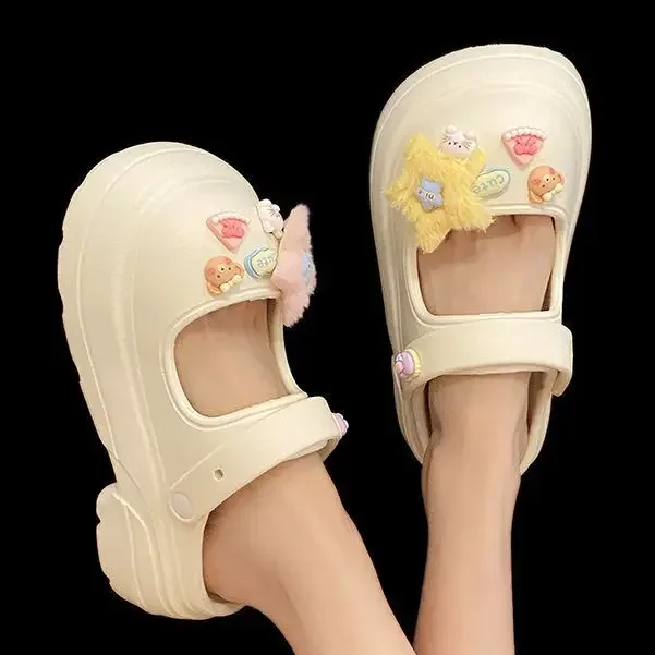 Милые сандалии из губки EVA со звездами нескользящая пляжная одежда на толстой