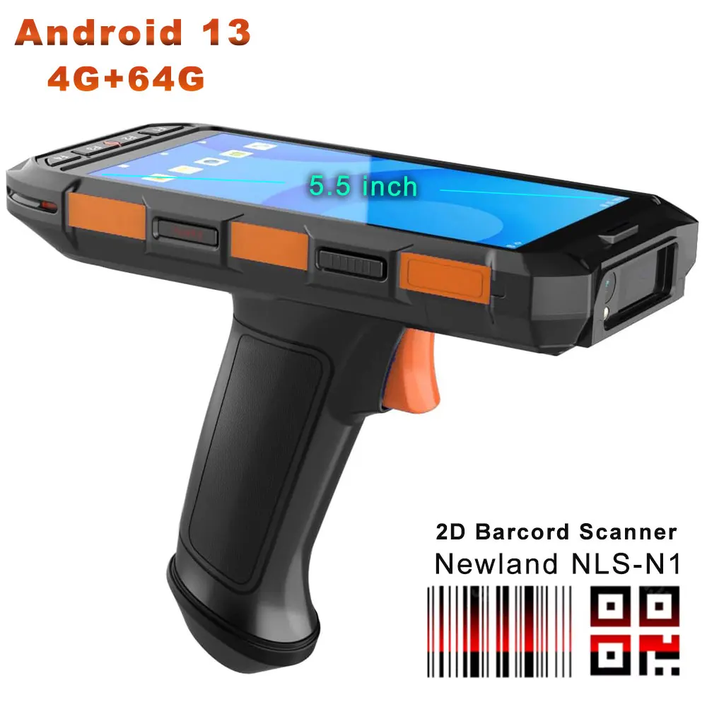 Портативный КПК Android 13 сенсорный экран 2D-сканер штрих-кода 4G Lte Wi-Fi Bluetooth GPS прочный