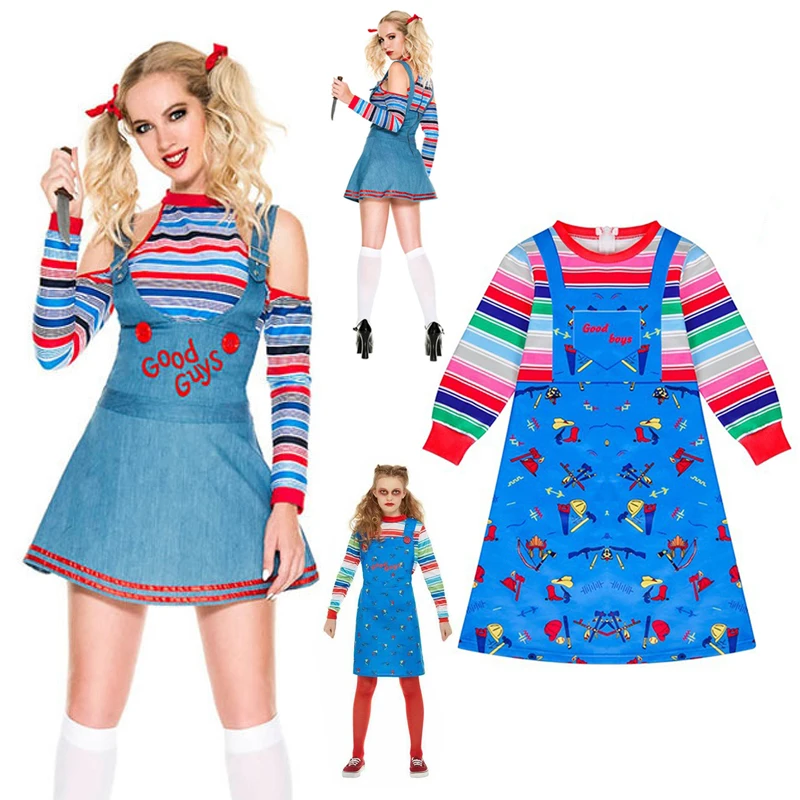 

Anime Bride of Chucky Cosplay Costumes Child's Play Horror Women Dresse Girls Party Clothes Christmas Halloween Gift For Kids
