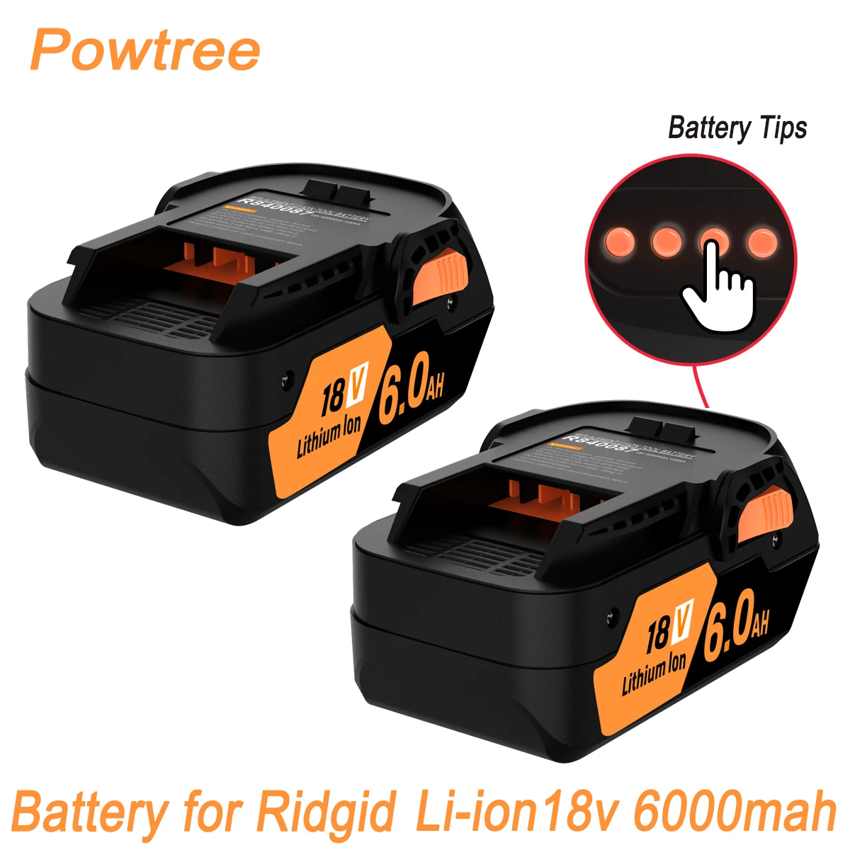 Аккумуляторная батарея Powtree 18 в 6 0 Ач R840087 для Ridgid R840083 R840086 R840084 AC840085 Cell9102 |