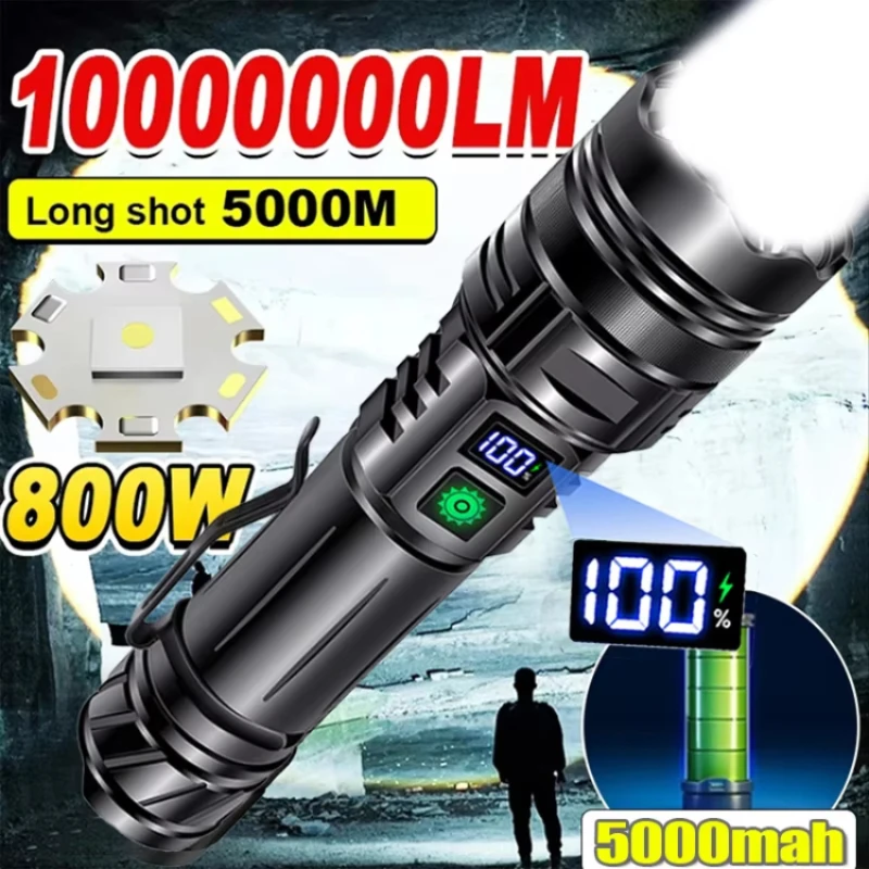 Фото Мощный светодиодный фонарик, перезаряжаемый через USB, мощный мощный фонарь, портативный тактический держатель для ручек, фонарик для кемпинга на открытом воздухе №2