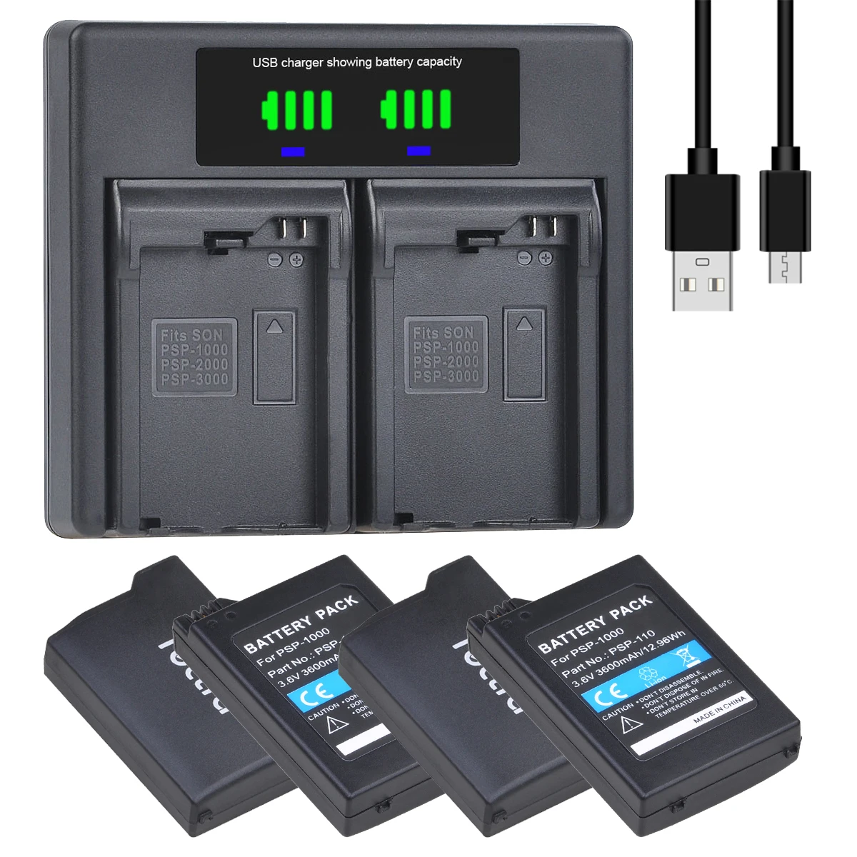 

3600mAh Rechargeable Battery + LED Dual Charger for Sony PSP 1000 PSP-110 Console PSP 1000 1001 1002 Series