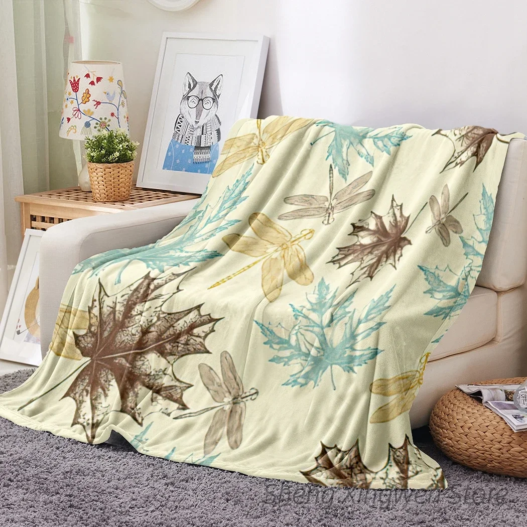 Фланелевое Одеяло в клетку буйвола мягкое покрывало виде листьев желудей тыкв