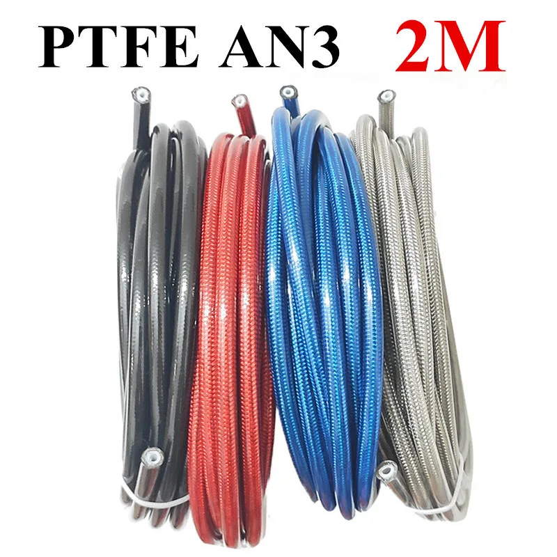 

2M AN3 Motorcycle Braided Stainless Steel Nylon Brake Line Hose Fluid Hydraulic Hose Ptfe Brake Line Gas Oil Fuel Tube Pipe