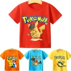 Футболка с изображением покемона, аниме, для девочек и мальчиков, на день рождения, одежда с Пикачу, кавайные футболки с графикой, 100% хлопок, цифровые топы, рождественские подарки