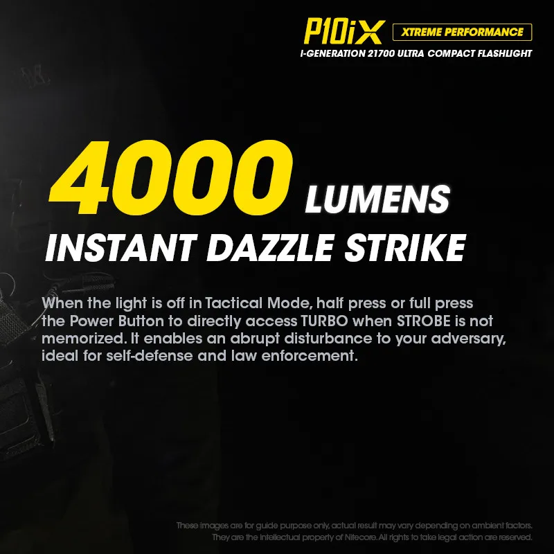 Перезаряжаемый фонарик NITECORE P10iX Мощный тактический USB-фонарик 4000 люмен
