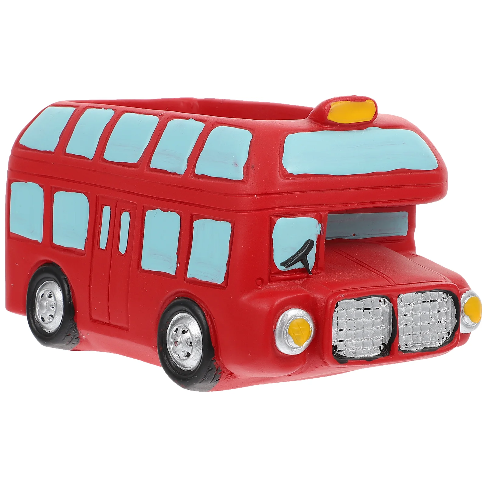 

Resin Double-deck Bus Flowerpot Small Adorable Green Plants Container Garden Decor