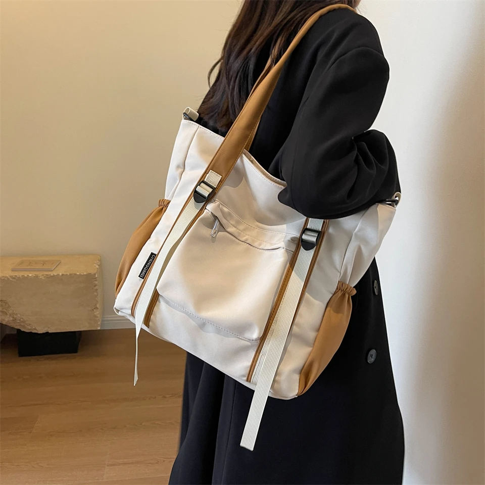 Японские и корейские холщовые сумки через плечо для женщин вместительные