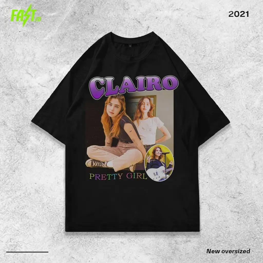 FREE ONGKIR — футболка Clairo Vintage Oversized Rap Tee - Kaos Oversize