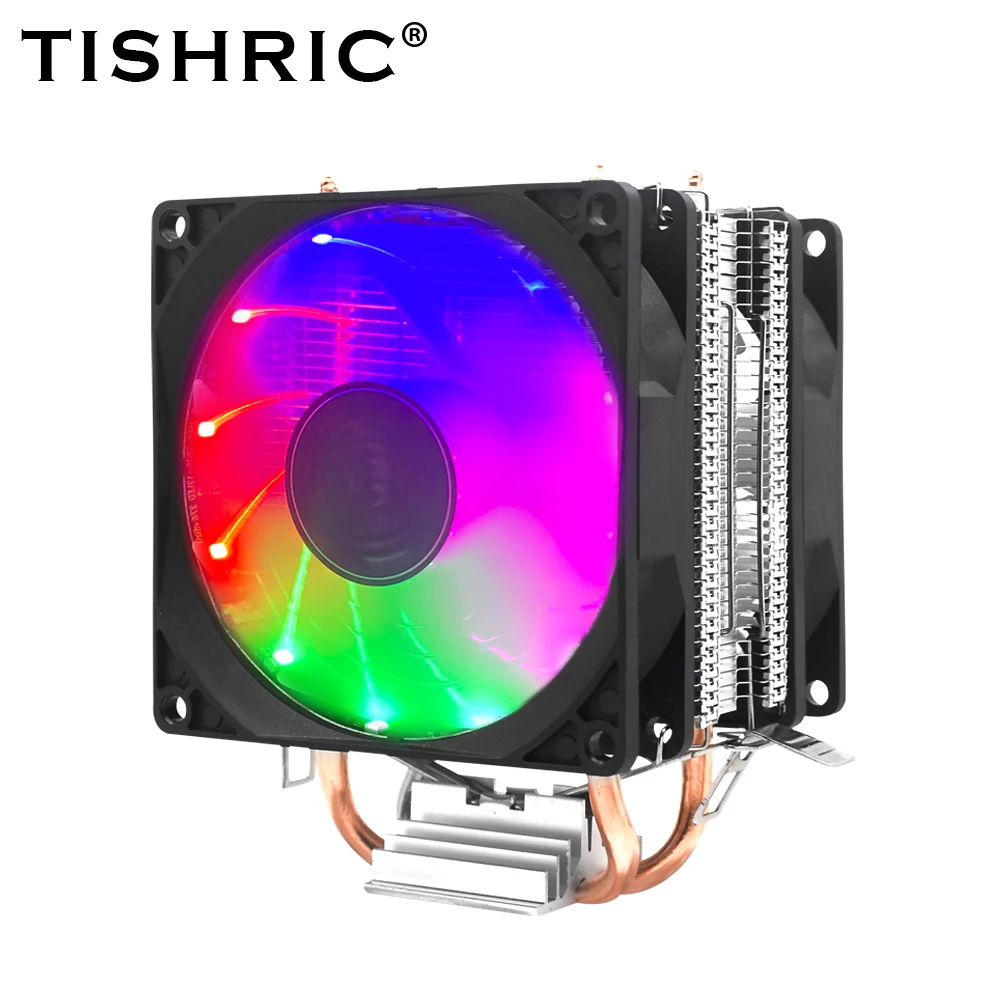 

TISHRIC 2 Heat Pipes CPU Cooler Fan 3Pin PWM RGB Fan Radiator CPU Cooling Fan For Intel AM3 AM4 LGA1150 115X 1700 775