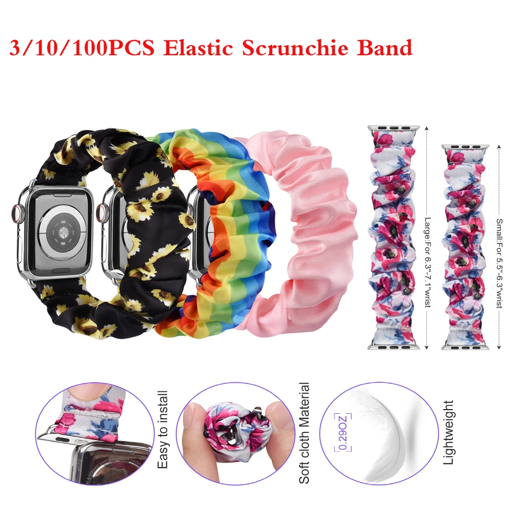 

3-100pcs Elastic Strap For Apple Watch Scrunchie Band Ultra 49mm Series 7 SE 8 40mm 44m 45mm Bracelet iWatch 6 5 4 3 38/42/41mm