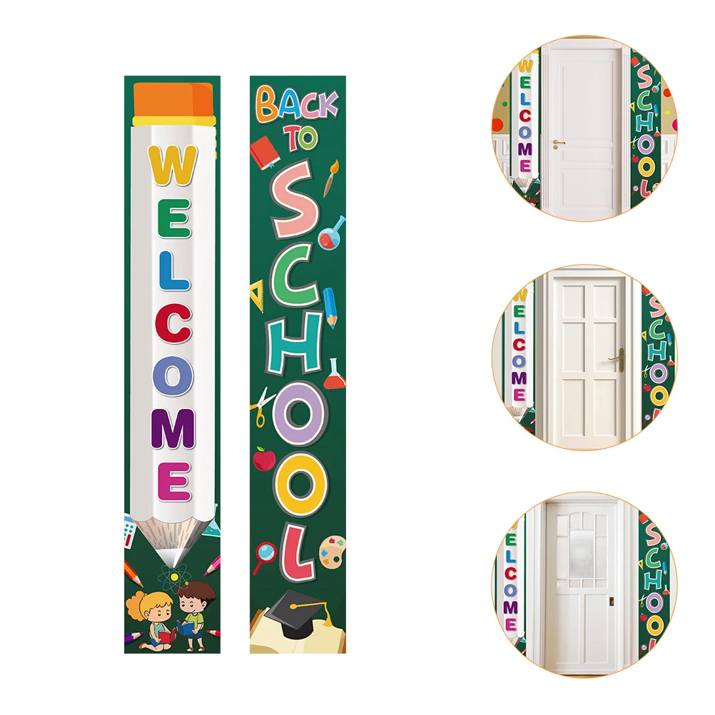 

Curtain School Banner Couplet Welcome Sign Sign For Front Doors Listing Hanging Classroom Polyester Cloth Campus