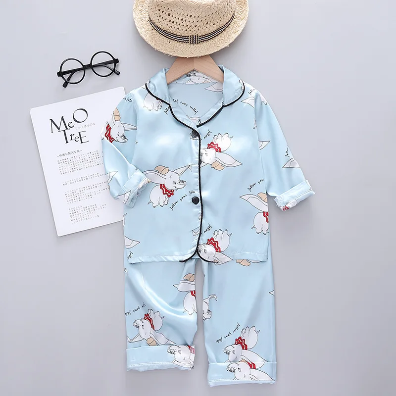 

Disney Pajamas Set Girls Cartoon Dumbo Sleepwear 2022 Spring Autumn Kids Baby Cozy Outfits 3-7 Years Children Blue Home Clothes