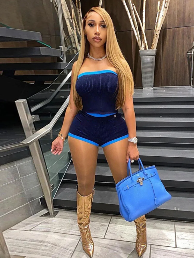 

Женский трикотажный комплект из двух предметов, Привлекательный комплект из двух предметов без рукавов и шорт в стиле пэчворк, весна-лето 2023