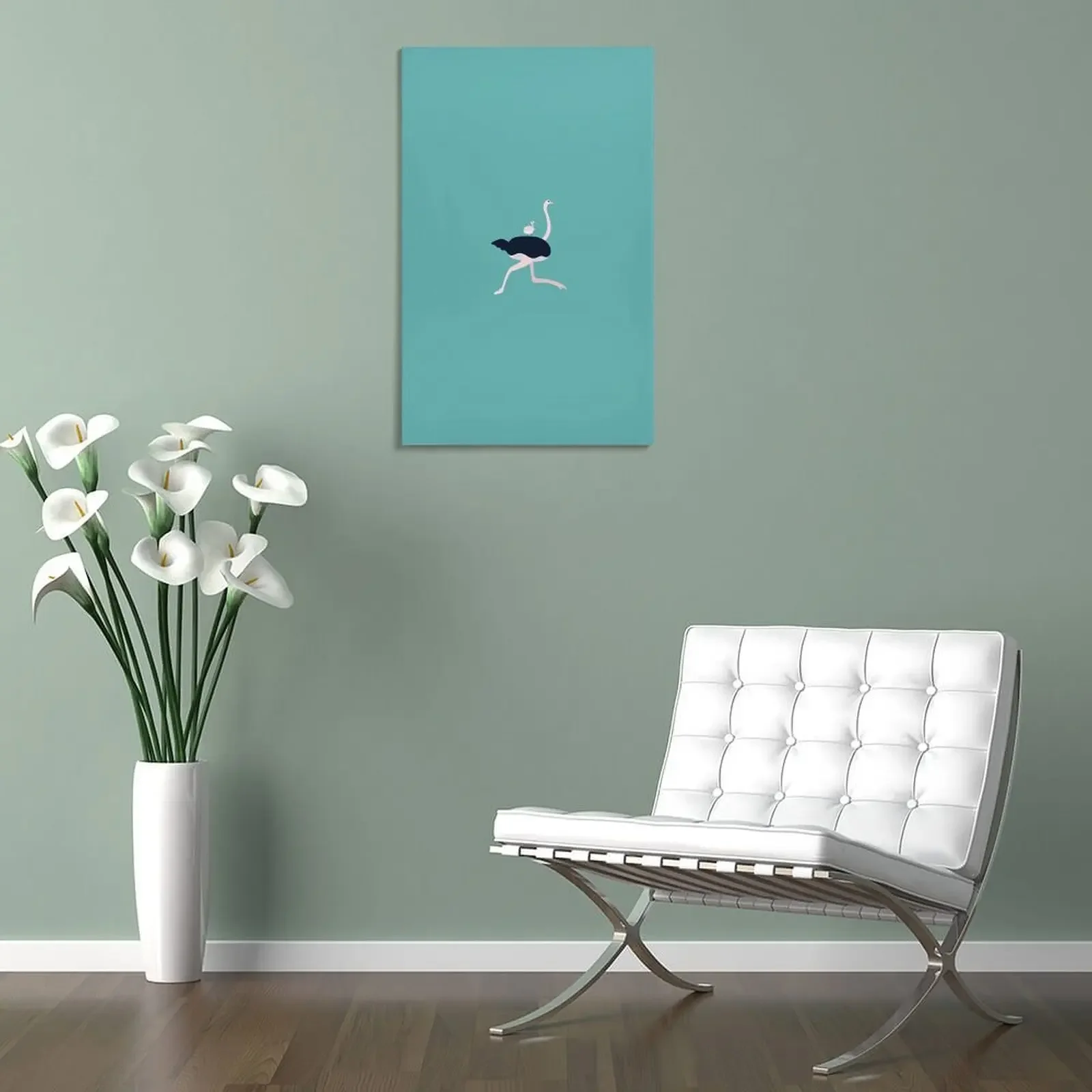 Картина &quotМама и малыш страусы&quot на холсте